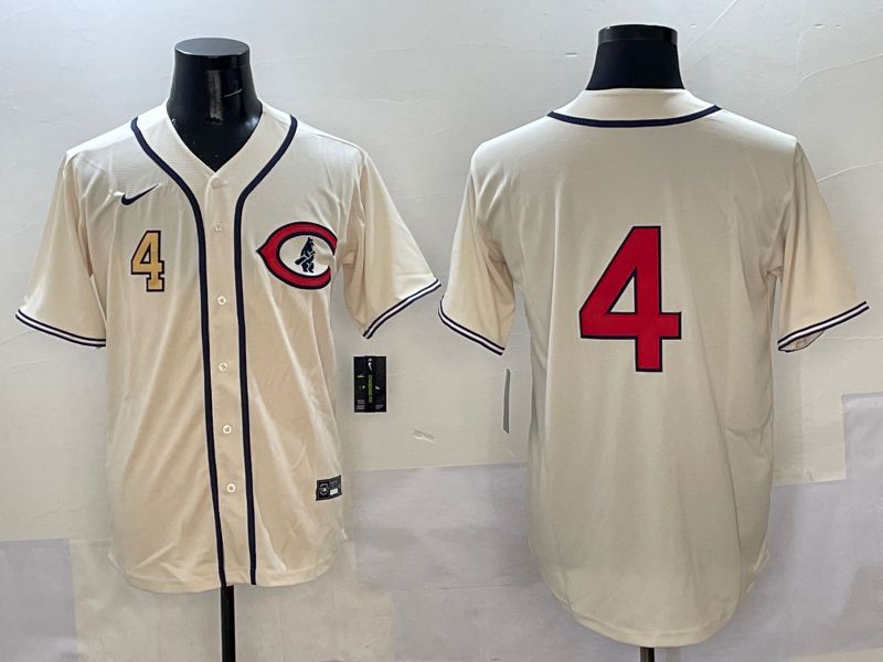Men Chicago Cubs #4 No Name Cream Throwback 2025 Nike MLB Jersey style 2->washington nationals->MLB Jersey
